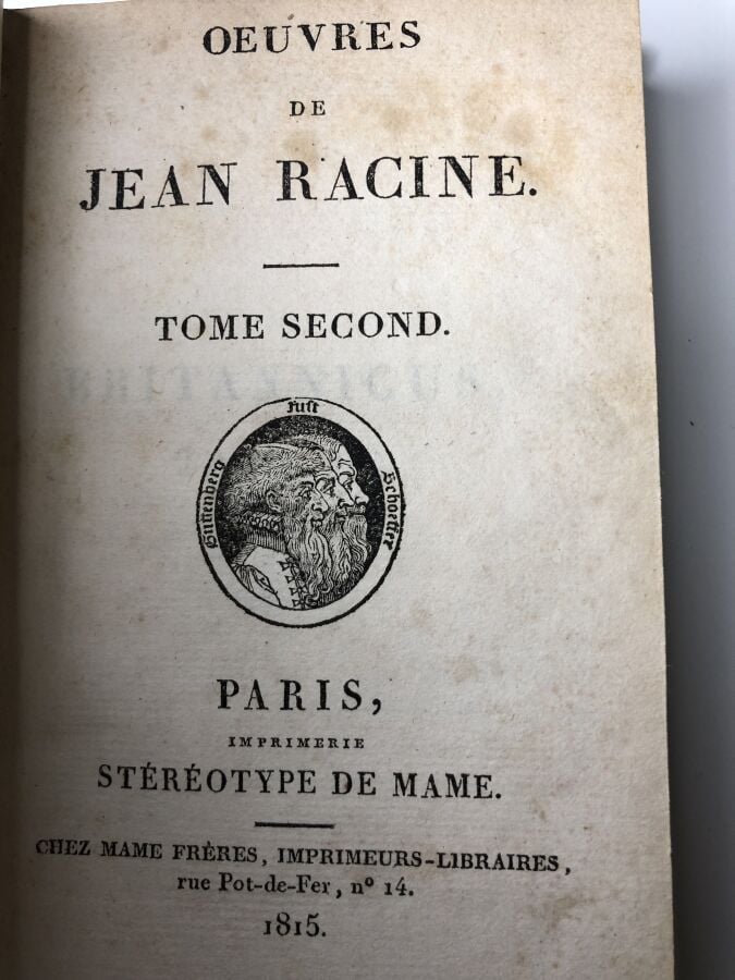RACINE (Jean). - Oeuvres de Jean Racine, 5 volumes (complet). Édité à Paris che…