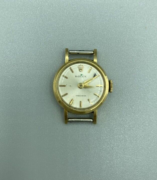 ROLEX Précision - Boîtier de montre de dame en or jaune (750) - Cadran à fond s…