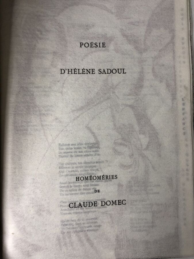 SADOUL (Hélène) / DOMEC (Claude). - Poésie d'Hélène Sadoul / Homéomeries de Cla…