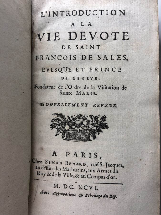 SALES (Saint François de). - L'introduction a la vie dévote de Saint François d…