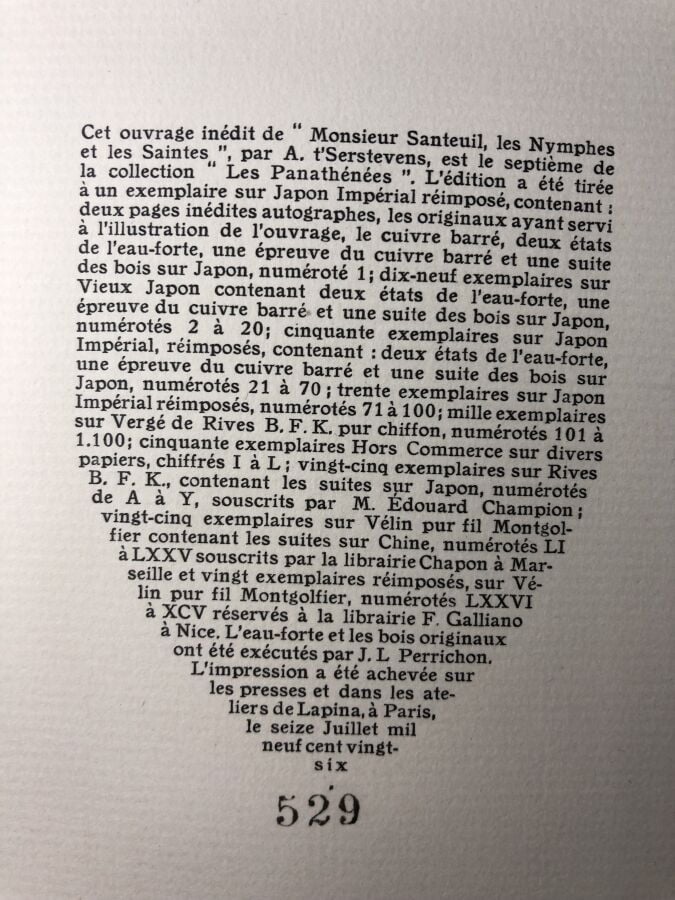 SERSTEVENS A. - Monsieur Santeuil, les symphes et les saintes. Edité sans lieu…