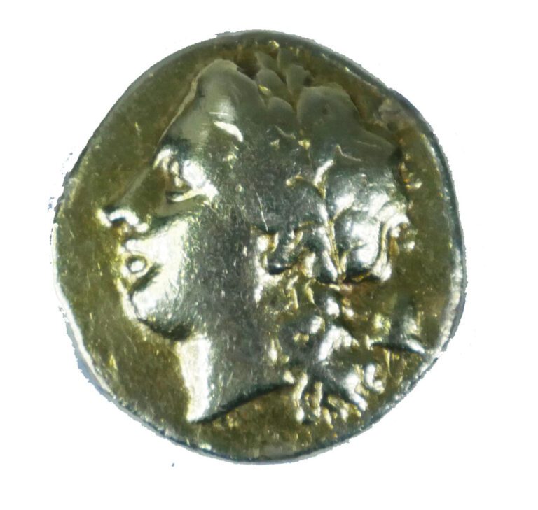 * Sicile - Syracuse (317-289 avant J.C) - 50 Litrae en Electrum - Tête laurée d…
