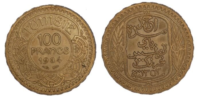 * Tunisie - Protectorat Français - 100 Francs 1934 - A : Inscriptions - R : Val…