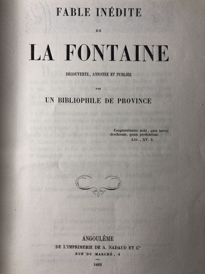 Un bibliophile de Provence - Fable inédite de La Fontaine découverte, annotée e…