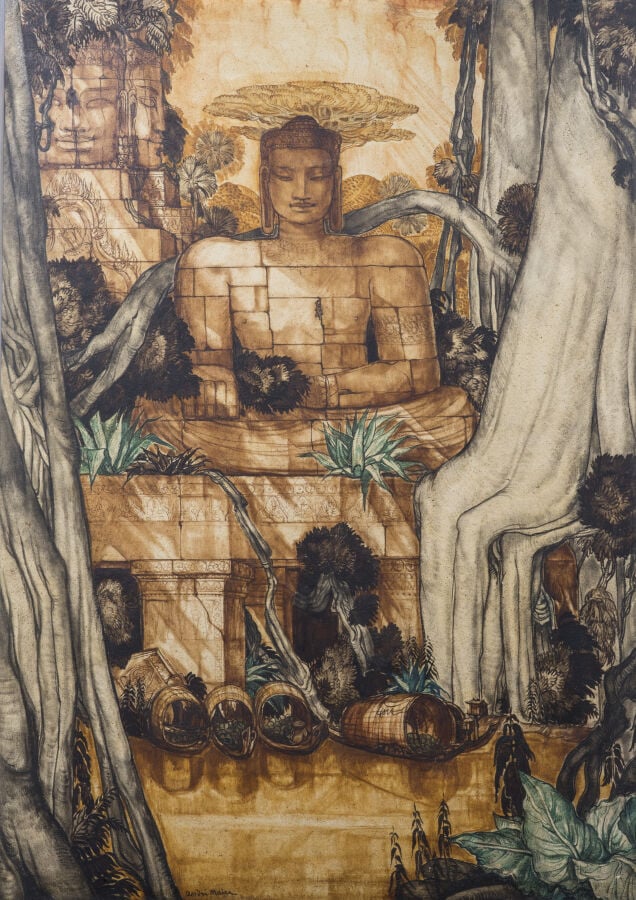 André MAIRE (1898-1984) - Grand Bouddha dans la forêt, 1948-1958 - Technique mi…