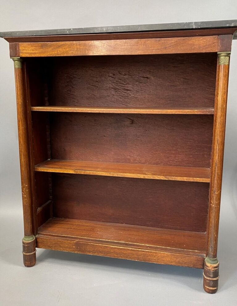 Bibus en bois teinté, montants à colonnes, dessus de marbre - Style Empire - 90…