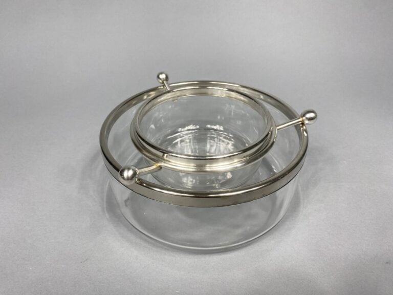 BORMIOLI ROCCO - Glacière à caviar en verre et monture en métal argenté - D : 1…
