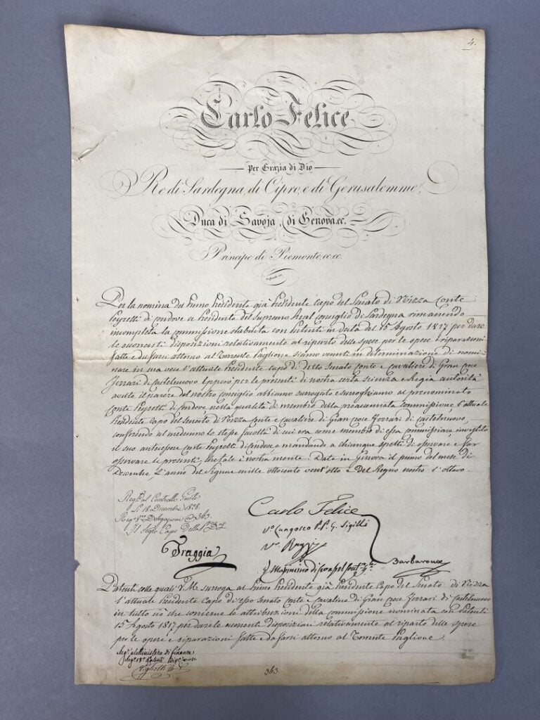 Carl Félix, roi de Sardaigne, de Chypre et de Jérusalem - Nomination du Préside…