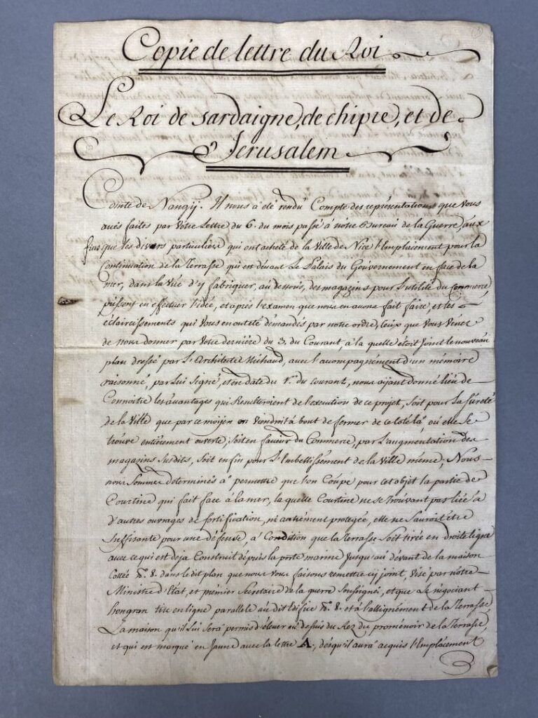 Copie d'une Lettre du roi de Sardaigne, de Chypre et de Jerusalem - 2 pages man…