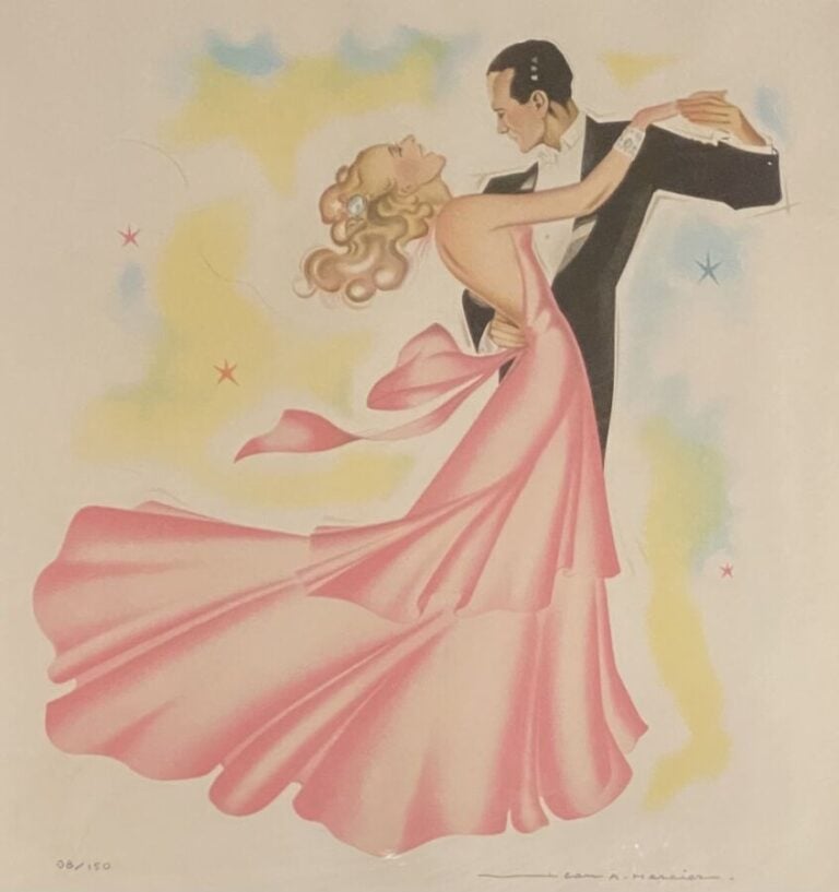 D'après Jean-Adrien Mercier - Couple de danseurs - Lithographie signée en bas à…