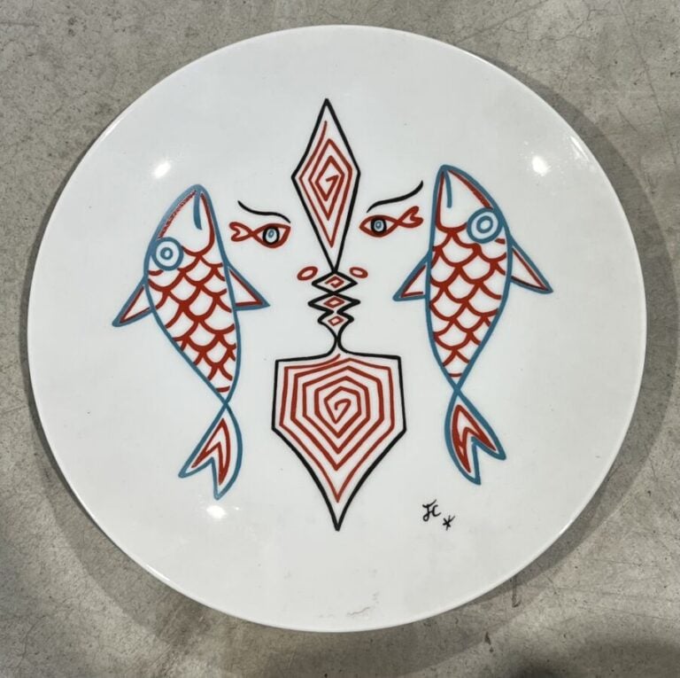 D'après Jean COCTEAU. 10 assiettes en porcelaine à décors différents