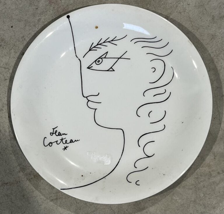 D'après Jean COCTEAU. 6 assiettes en porcelaine à décors différents