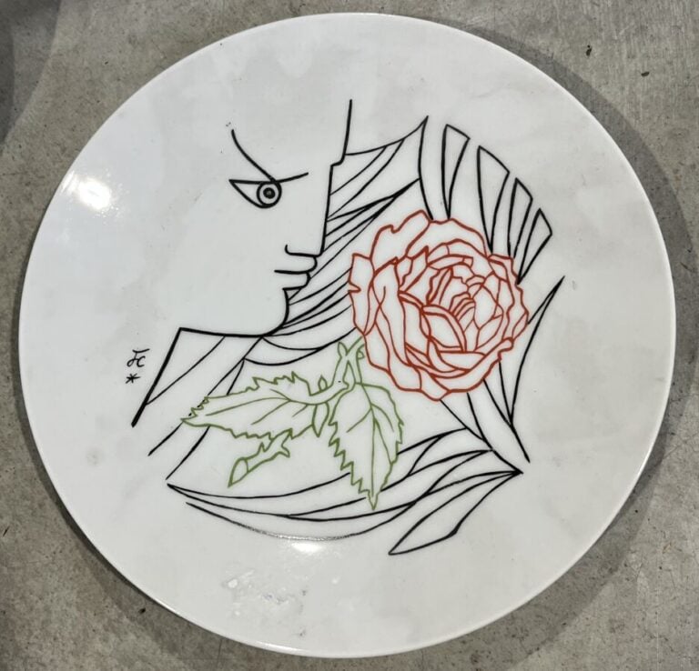 D'après Jean COCTEAU. 7 assiettes en porcelaine