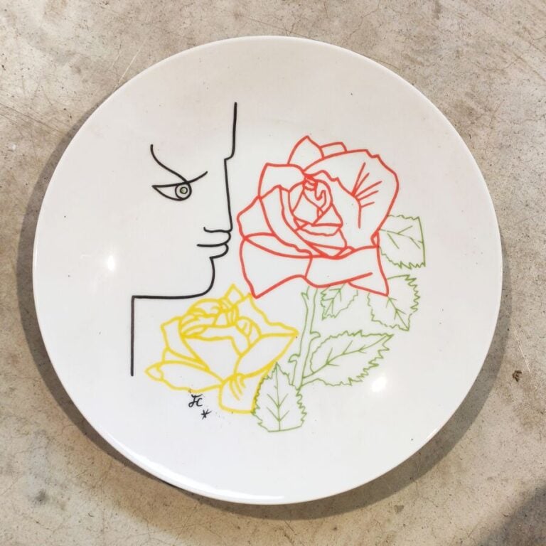 D'après Jean COCTEAU. 7 assiettes en porcelaine