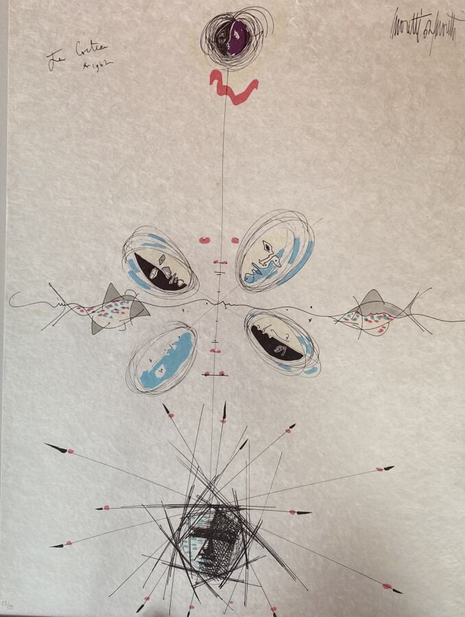 D'après Raymond Moretti et Jean Cocteau - Poissons, visages et masques - Lithog…
