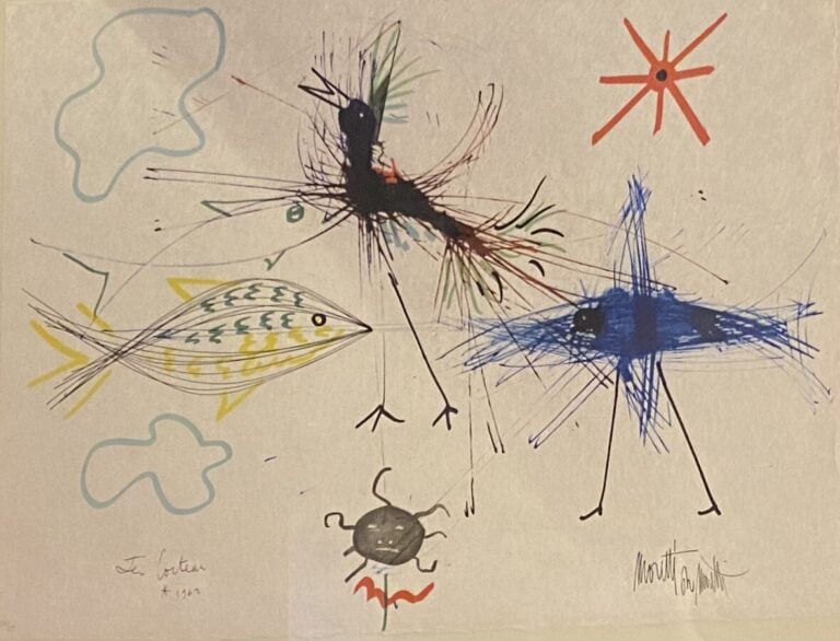 D'après Raymond Moretti et Jean Cocteau - Volatiles et poissons - Lithographie…