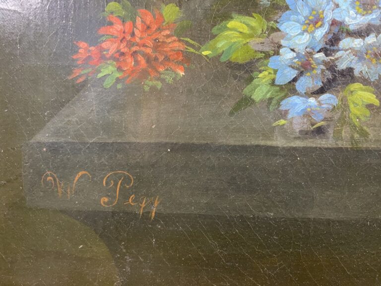 Dans le goût de William PEGG (1775-1851) - Bouquet de fleurs sur un entablement…