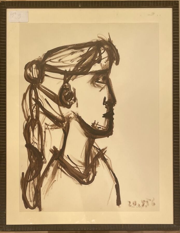 David LAN BAR (1912-1987) - Portrait de femme de face, 1951 ; Portrait femme de…