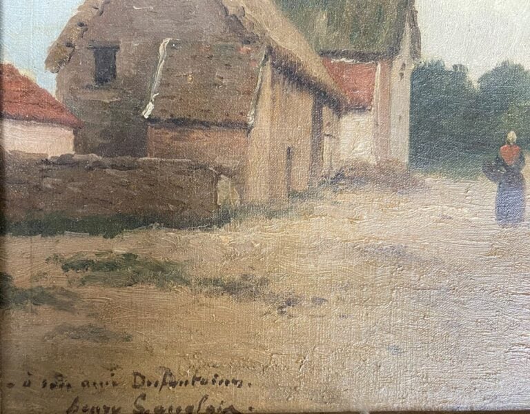 Ecole du début du XXe siècle - Villageoise - Huile sur toile - 24.5 x 35.5 cm -…
