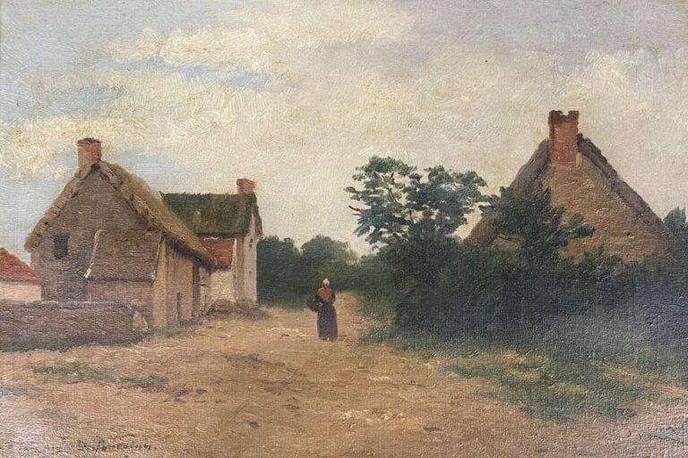 Ecole du début du XXe siècle - Villageoise - Huile sur toile - 24.5 x 35.5 cm -…