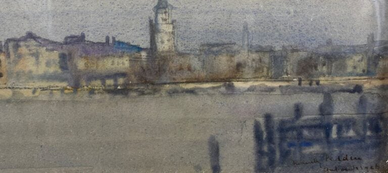 Ecole du début du XXe siècle - Vue de Londres, la Tamise - Aquarelle et pastel…
