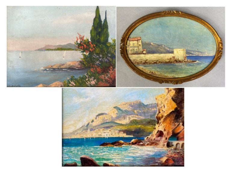 Ecole du XXe siècle - Ensemble de trois tableaux comprenant une huile sur panne…