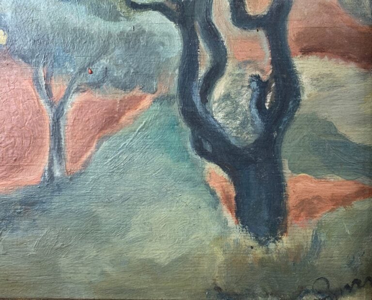 Ecole du XXe siècle - Paysage - Huile sur panneau - Porte une signature en bas…