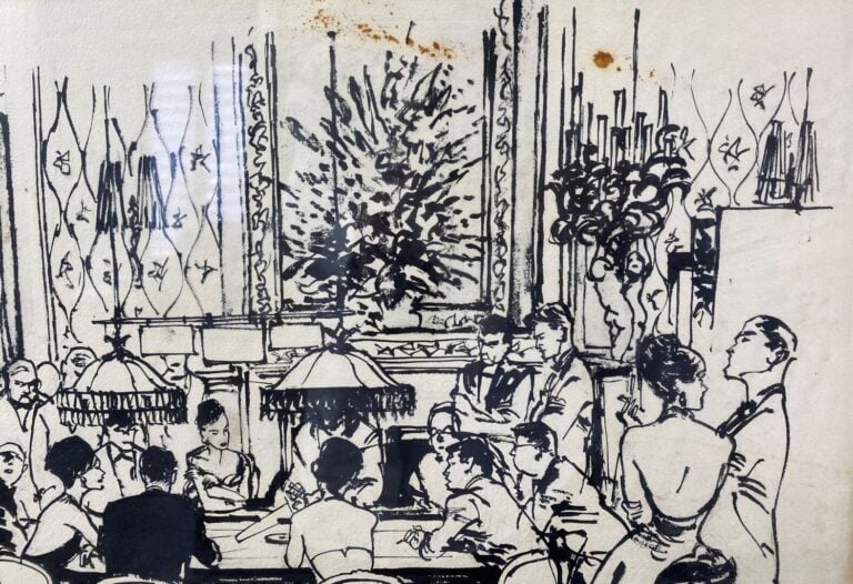 Ecole du XXe siècle - Scène de casino - Feutre sur papier - Signé et daté 62 -…