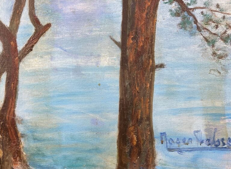 Ecole du XXe siècle - Vue de Menton (?) - Huile sur toile - Signée en bas à dro…