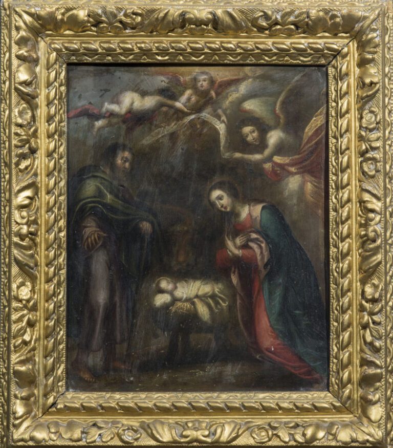 ecole FLAMANDE vers 1640 - Nativité - Cuivre - Sans cadre - Hauteur : 29 cm - L…