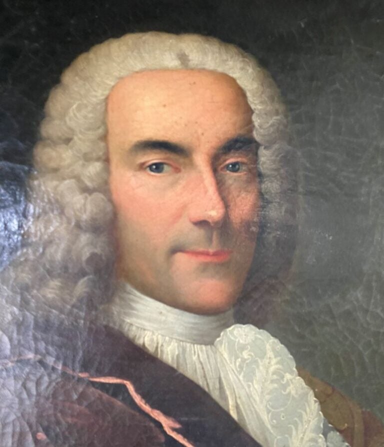 Ecole française du début du XVIII siècle. - Portrait de gentilhomme tenant une…