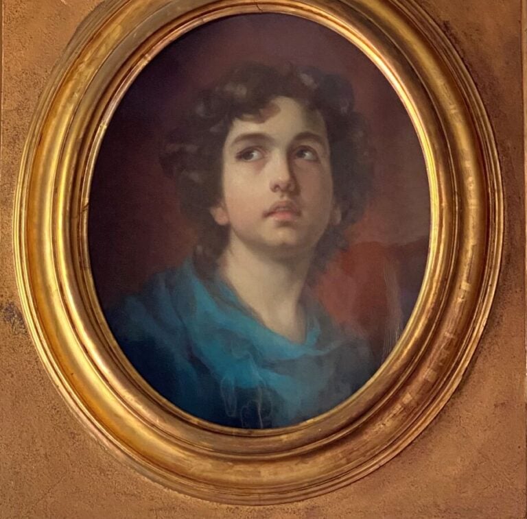 Ecole française du XIXe siècle. - « Figure de saint ou jeune garçon les yeux au…