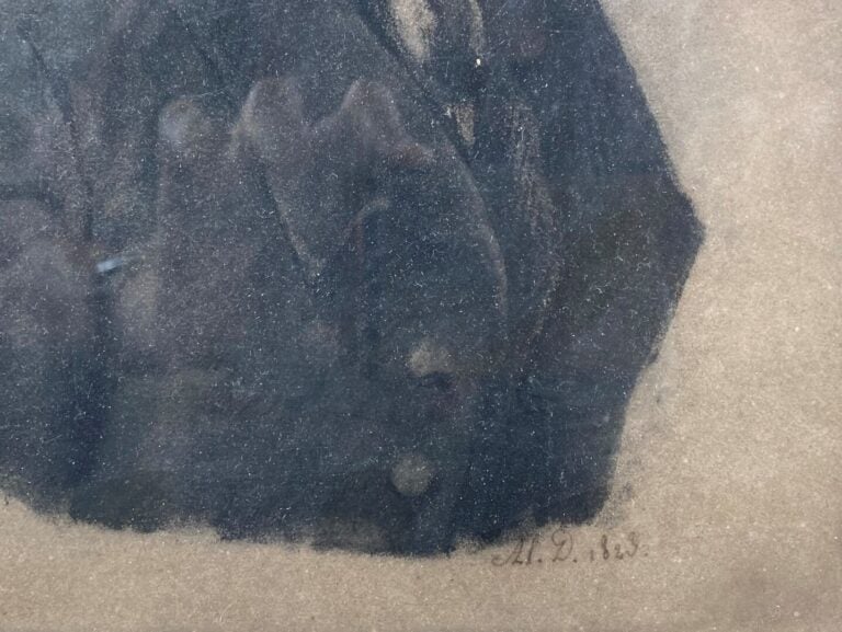 Ecole française du XIXe siècle - Portrait de jeune homme - Fusain et rehauts de…