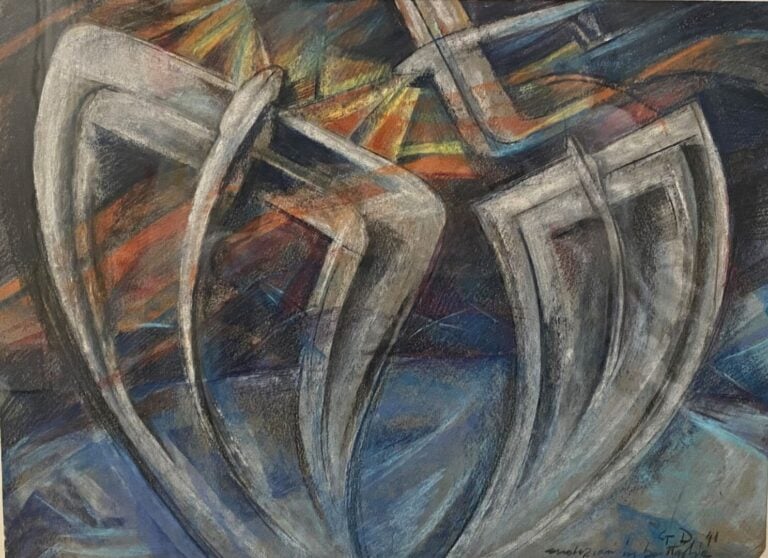 Ecole moderne - Composition - Pastel sur papier monogrammé, daté 41 et dédicacé…