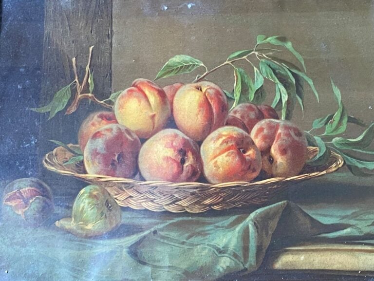 Ecole moderne. - « Panier de pêches » et « Panier de fruits » - Deux reproducti…