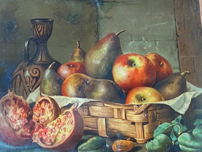 Ecole moderne. - « Panier de pêches » et « Panier de fruits » - Deux reproducti…