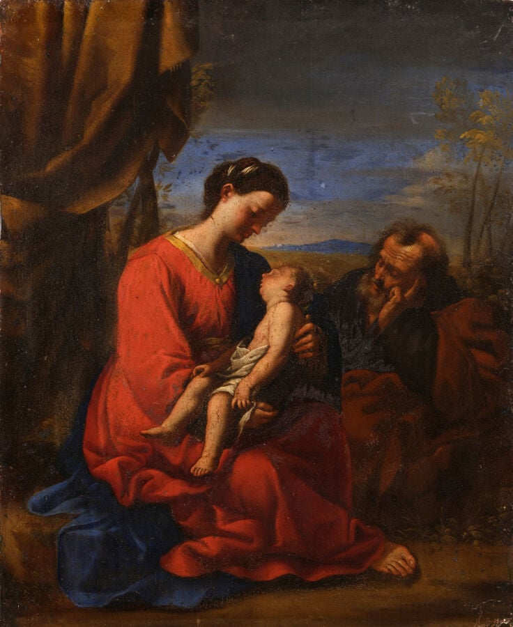 Ecole ROMAINE vers 1640, entourage de Pier Francesco MOLA - La Sainte Famille o…
