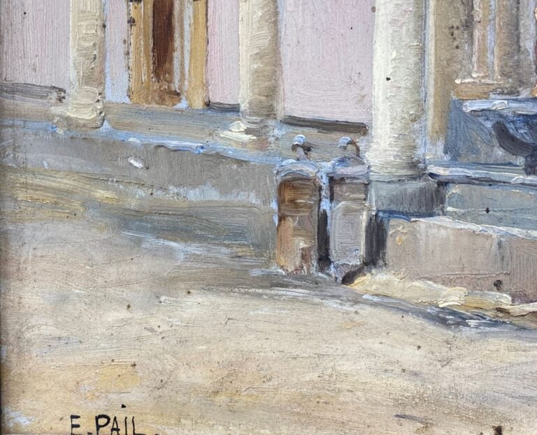 Edouard PAIL (1851-1916) - Vue d'une fontaine - Huile sur panneau - Signé en ba…