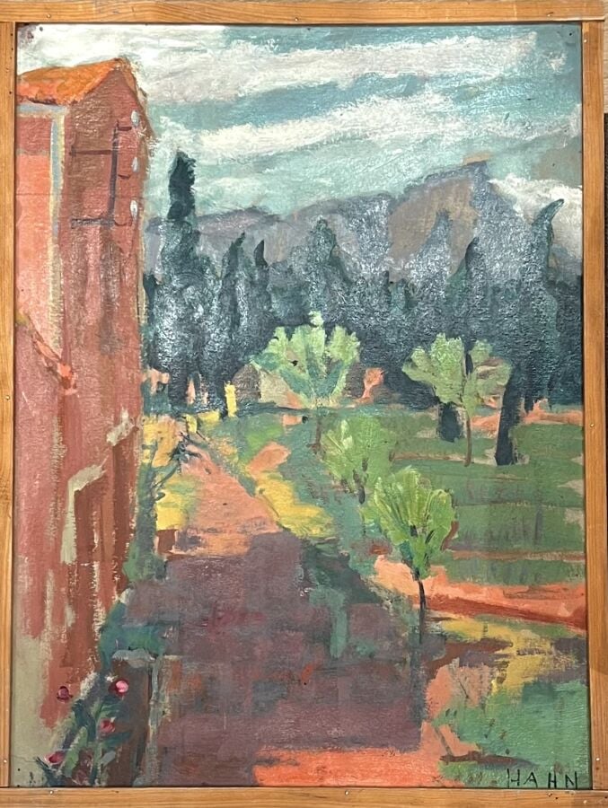 Elisabeth HAHN (1924-2021) - Paysage, - Huile sur carton, signé en bas à droite…