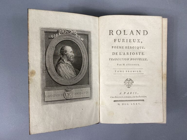 Ensemble de livres comprenant : - - Arioste, Roland furieux, 4 volumes, Brunet…