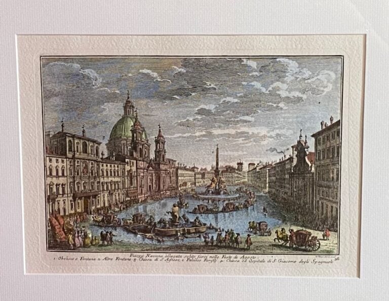 Ensemble de reproductions, composé de deux vues de Rome d'après Guiseppe Vassi,…