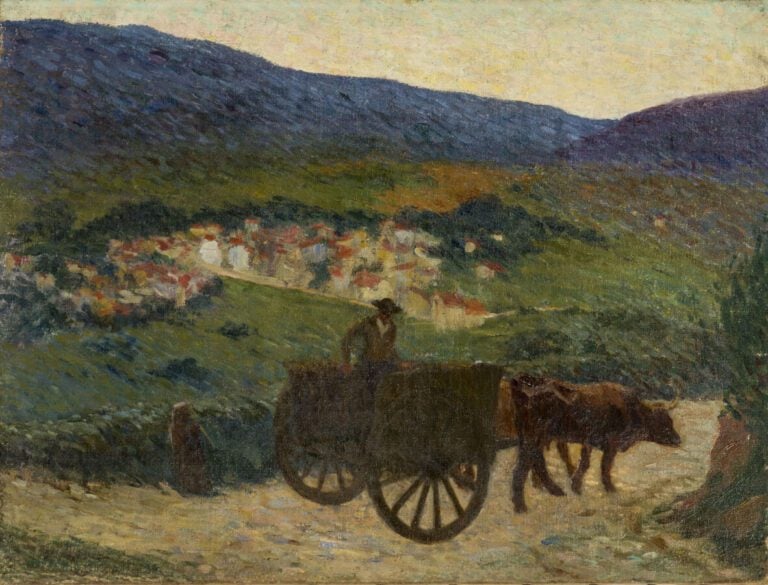 Ensemble de sept oeuvres : - - Ecole françaaise - la maison - Huile sur toile,…