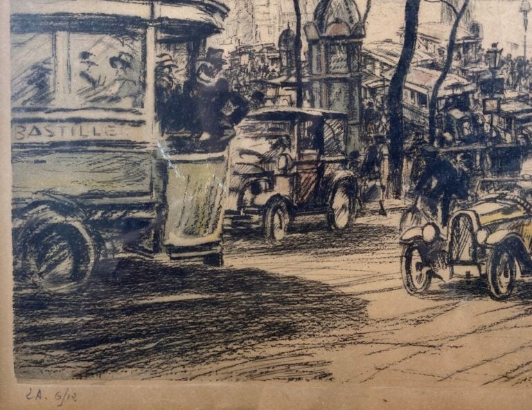 Eugène VEDER (1876-1936) - Grands Boulevards à Paris - Eau-forte rehaussée (?)…