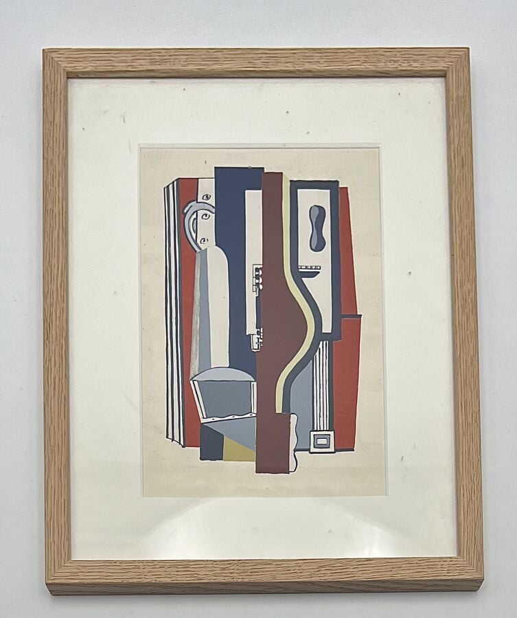 Fernand LÉGER- (1881-1955) - Composition cubiste,1929 - Pochoir en couleurs sur…