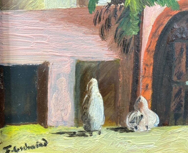 François-Louis SCHMIED (1873-1941) - Scène animée à l'entrée de la médina - Hui…