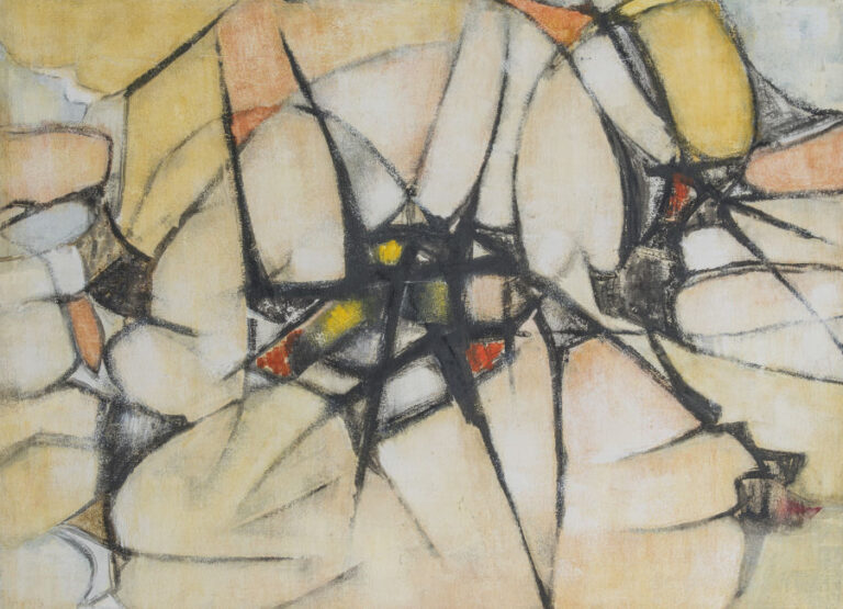 Géza SZÓBEL (1905-1963) - Composition, 1957 - Huile sur panneau, signée en bas…