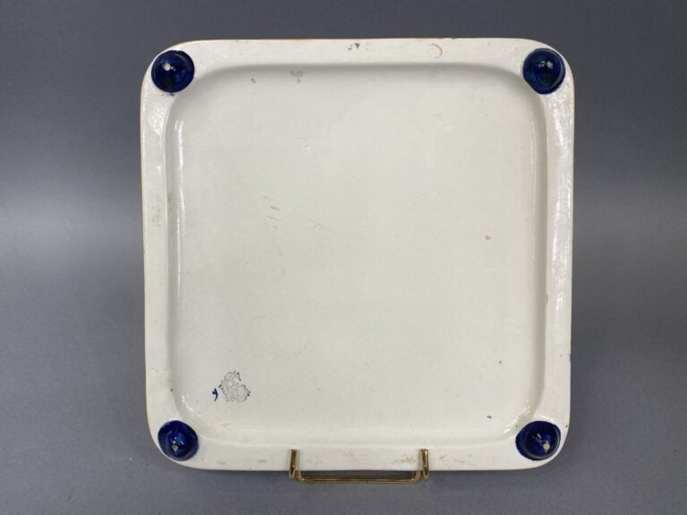 GIEN - Dessous de plat en faïence modèle Pivoines - 25.5 x 25.5 cm