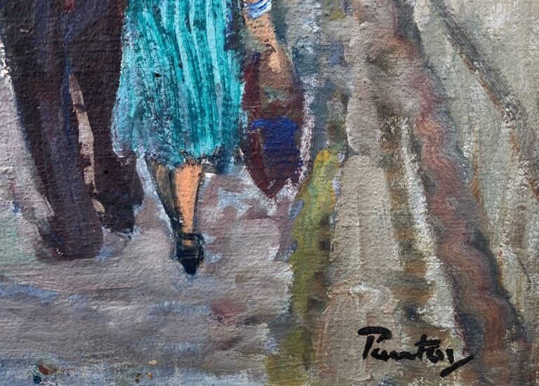 Henri- Jean PONTOY (1888-1968) - Couple sur les quais de Seine - Huile sur toil…