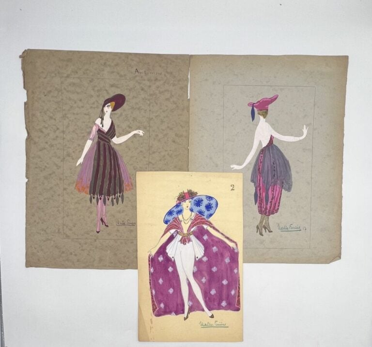 Jac MARTIN-FERRIERES (1893-1972) - 3 projets de costume féminins, c. 1915-1920…