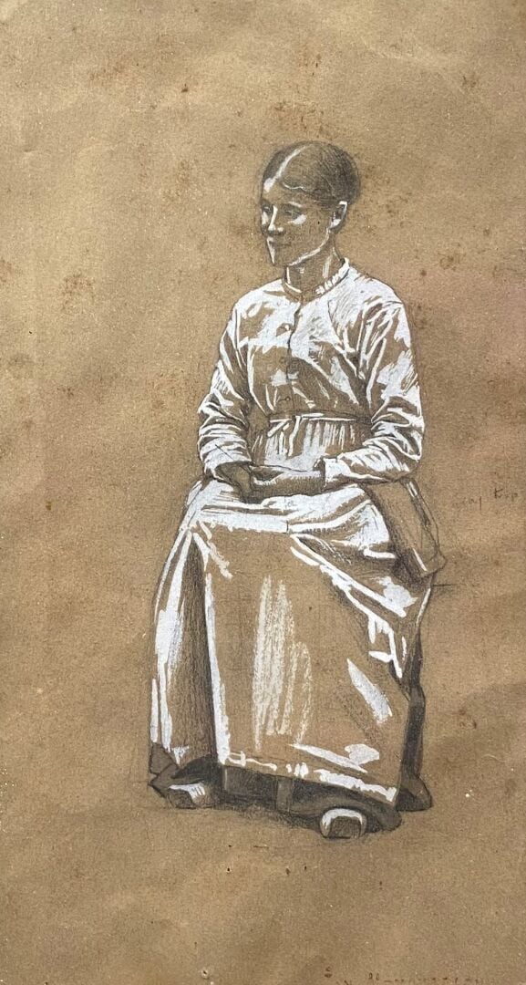 Jan MONCHABLON (1855-1904) - Personnage - Deux dessins au crayon et rehauts de…